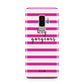 Personalised Initials Pink Striped Samsung Galaxy S9 Plus Case on Silver phone