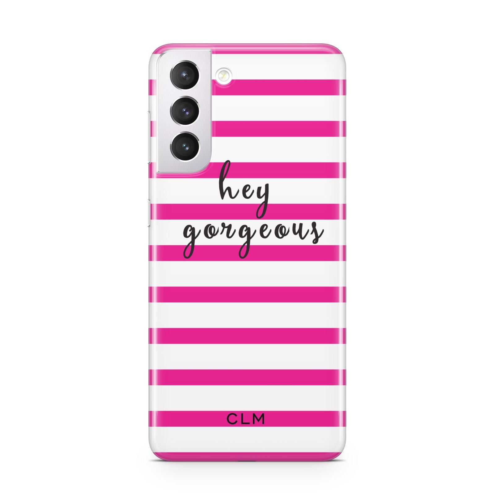 Personalised Initials Pink Striped Samsung S21 Case