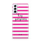 Personalised Initials Pink Striped Samsung S21 Plus Phone Case