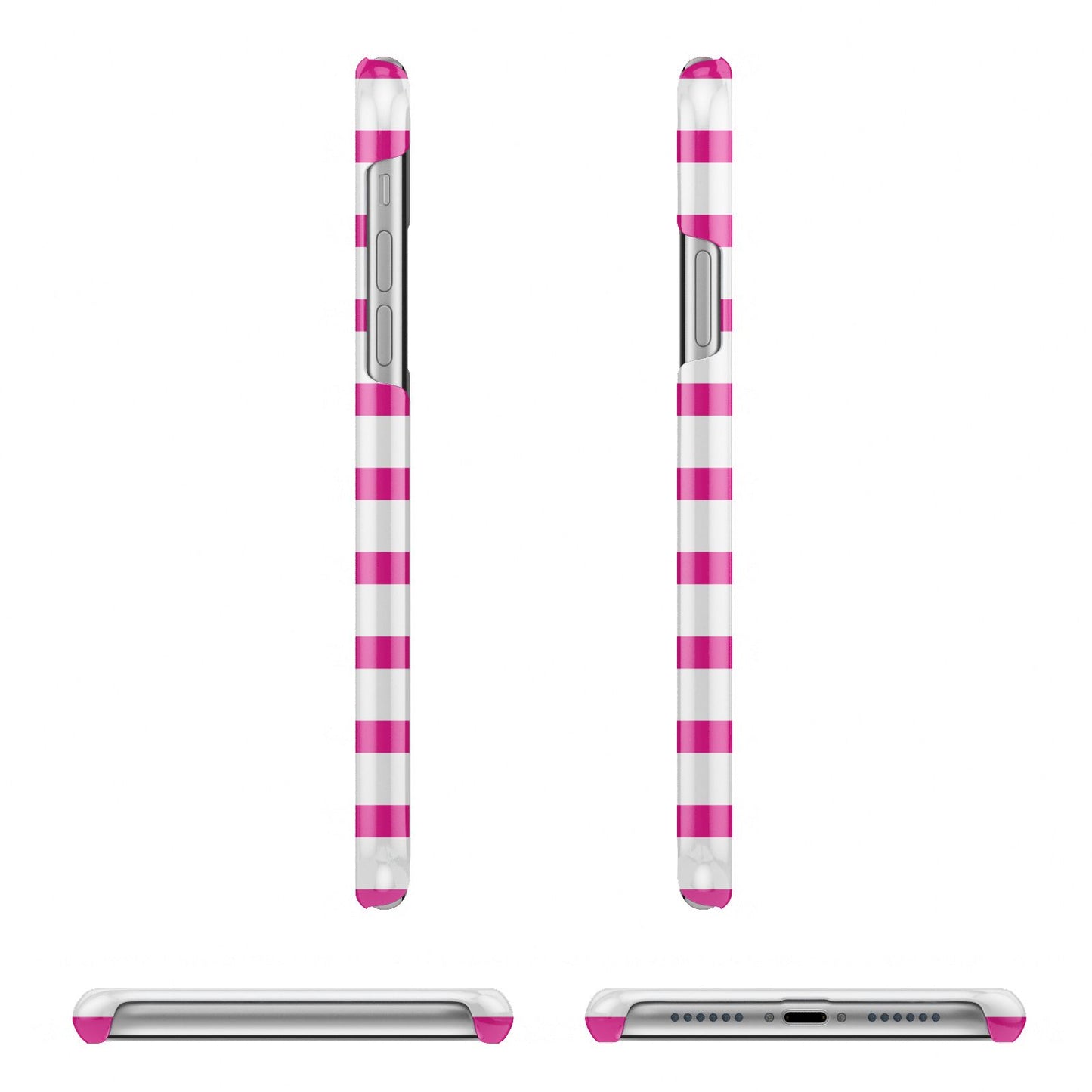 Personalised Initials Pink Striped iPhone 11 Pro 3D Snap Case Angle Images
