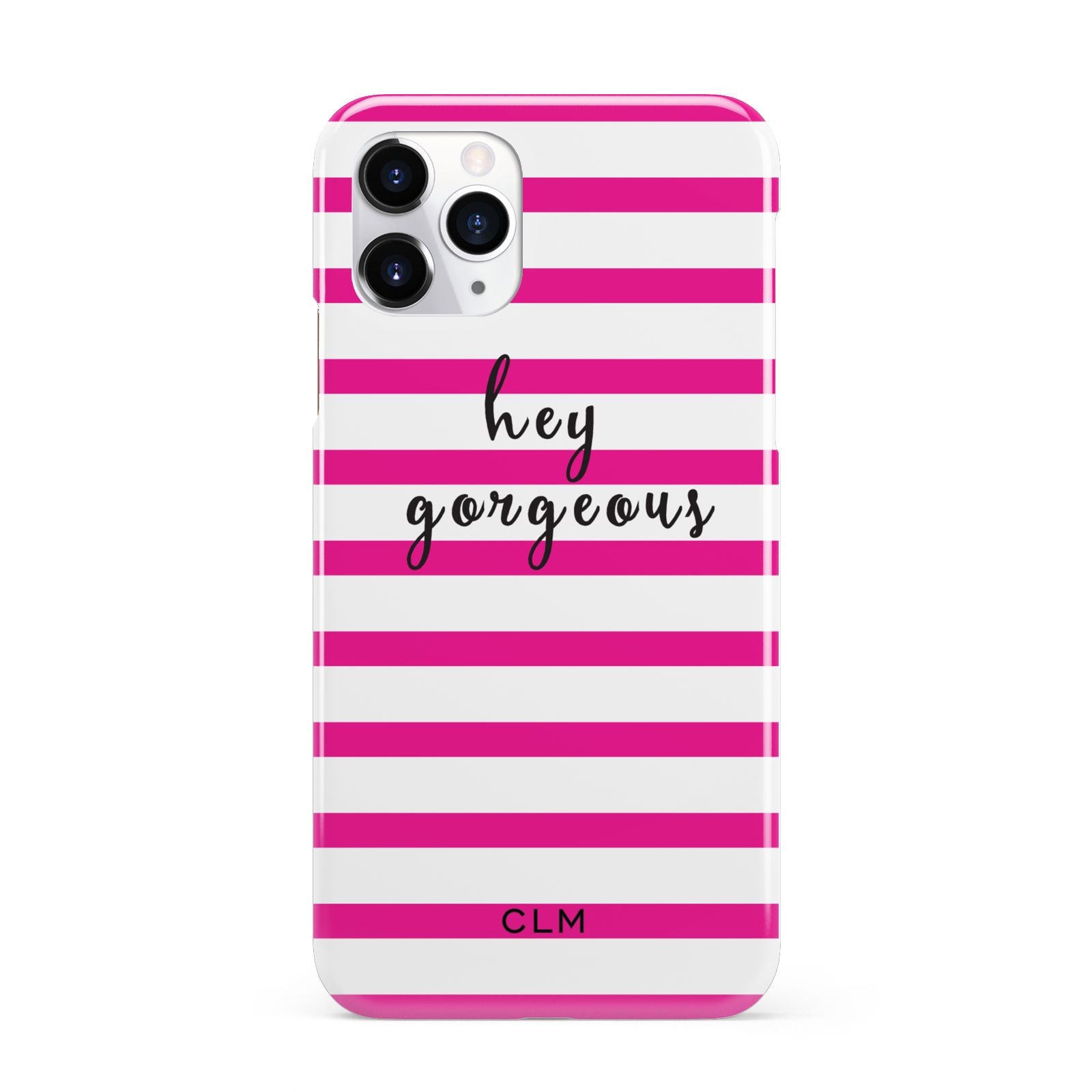 Personalised Initials Pink Striped iPhone 11 Pro 3D Snap Case