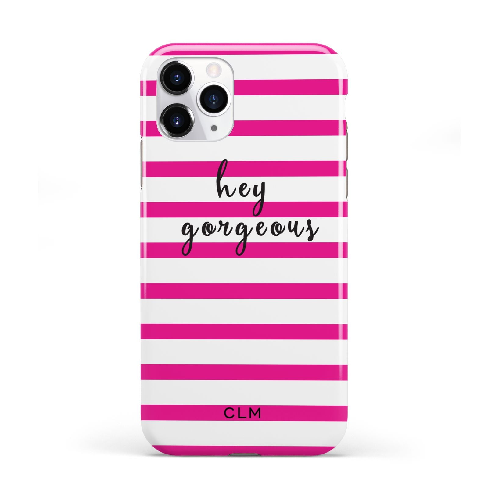 Personalised Initials Pink Striped iPhone 11 Pro 3D Tough Case