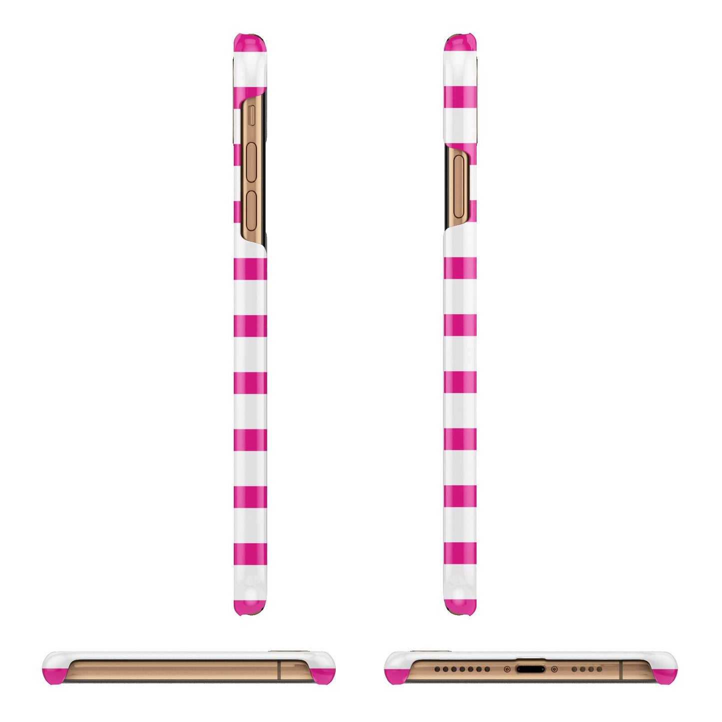 Personalised Initials Pink Striped iPhone 11 Pro Max 3D Snap Case Angle Images