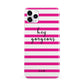 Personalised Initials Pink Striped iPhone 11 Pro Max 3D Snap Case
