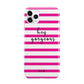 Personalised Initials Pink Striped iPhone 11 Pro Max 3D Tough Case