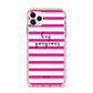 Personalised Initials Pink Striped iPhone 11 Pro Max Impact Pink Edge Case