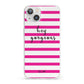Personalised Initials Pink Striped iPhone 13 Clear Bumper Case