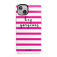 Personalised Initials Pink Striped iPhone 13 Full Wrap 3D Tough Case
