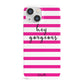 Personalised Initials Pink Striped iPhone 13 Mini Full Wrap 3D Snap Case