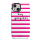 Personalised Initials Pink Striped iPhone 13 Mini Full Wrap 3D Tough Case