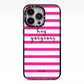 Personalised Initials Pink Striped iPhone 13 Pro Black Impact Case on Silver phone