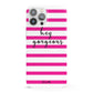 Personalised Initials Pink Striped iPhone 13 Pro Max Full Wrap 3D Snap Case