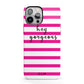 Personalised Initials Pink Striped iPhone 13 Pro Max Full Wrap 3D Tough Case