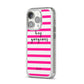 Personalised Initials Pink Striped iPhone 14 Pro Glitter Tough Case Silver Angled Image