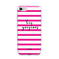 Personalised Initials Pink Striped iPhone 7 Bumper Case on Silver iPhone