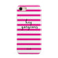 Personalised Initials Pink Striped iPhone 8 3D Tough Case on Gold Phone