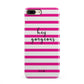 Personalised Initials Pink Striped iPhone 8 Plus 3D Snap Case on Gold Phone