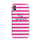 Personalised Initials Pink Striped iPhone X Bumper Case on Silver iPhone Alternative Image 1