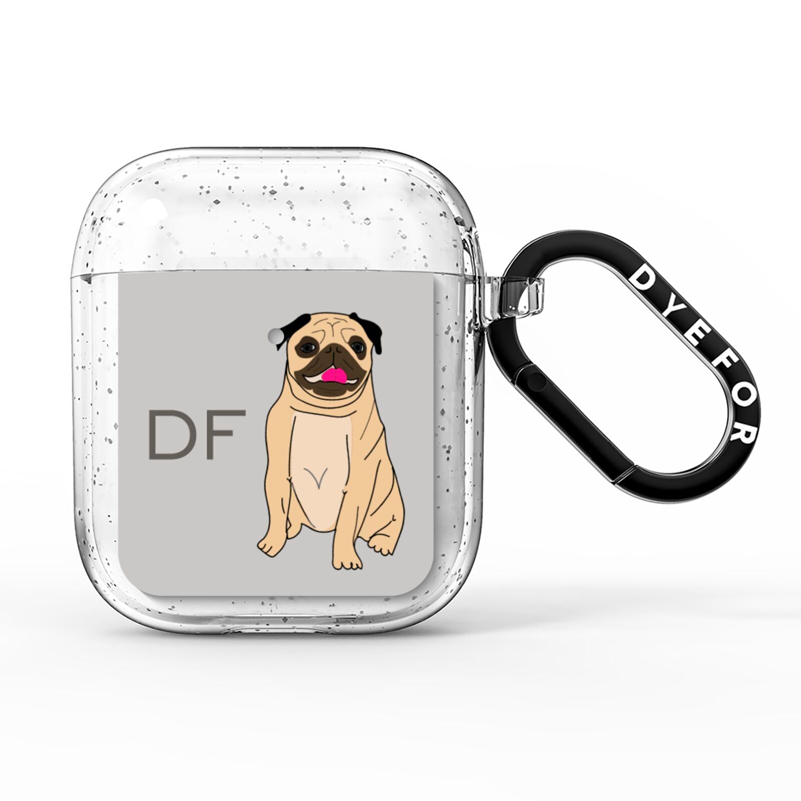 Personalised Initials Pug AirPods Glitter Case