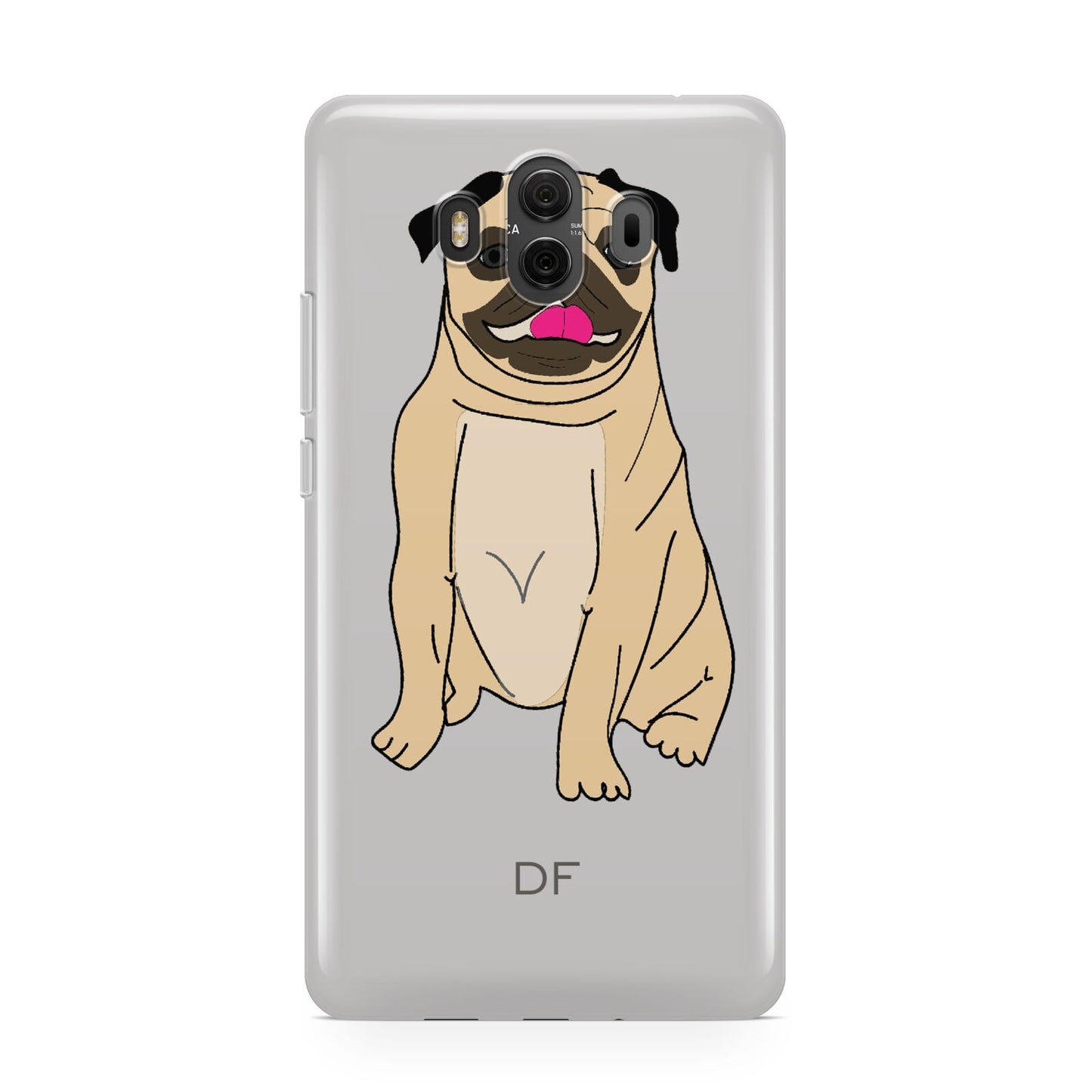 Personalised Initials Pug Huawei Mate 10 Protective Phone Case