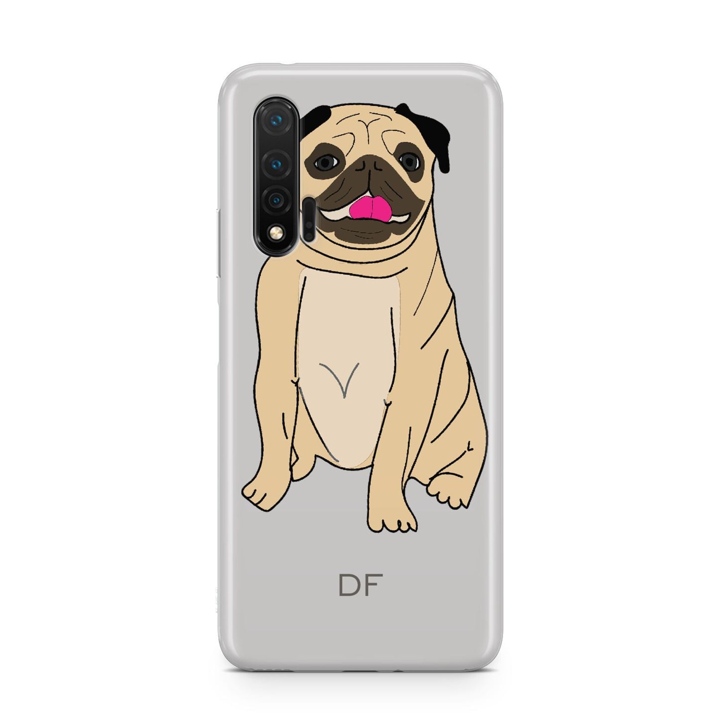 Personalised Initials Pug Huawei Nova 6 Phone Case
