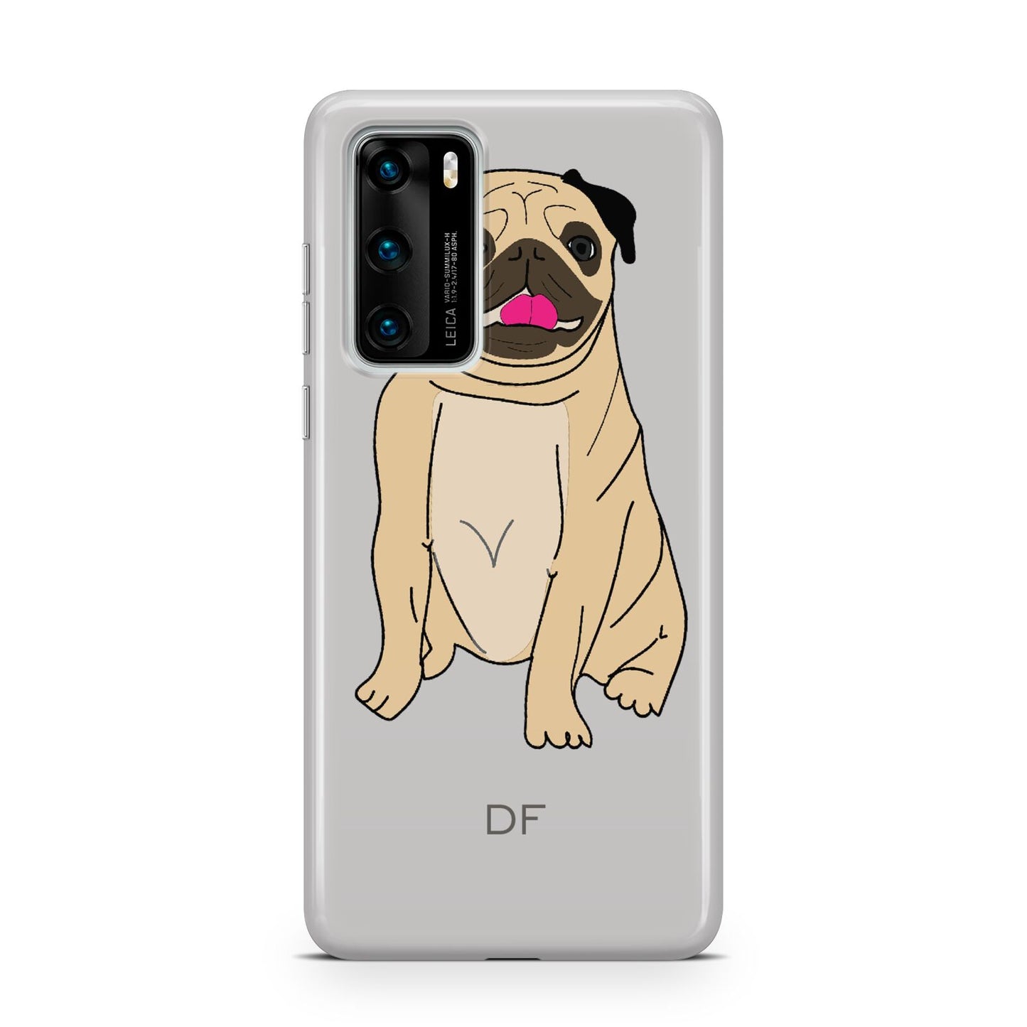 Personalised Initials Pug Huawei P40 Phone Case