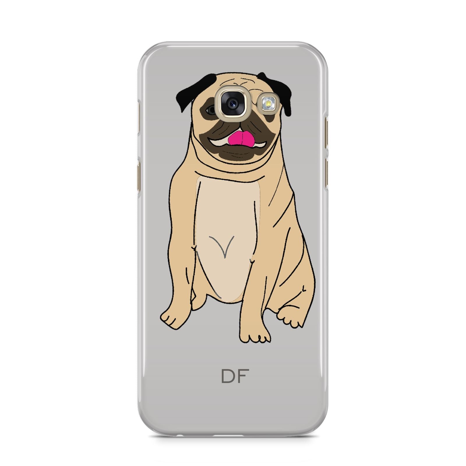 Personalised Initials Pug Samsung Galaxy A5 2017 Case on gold phone