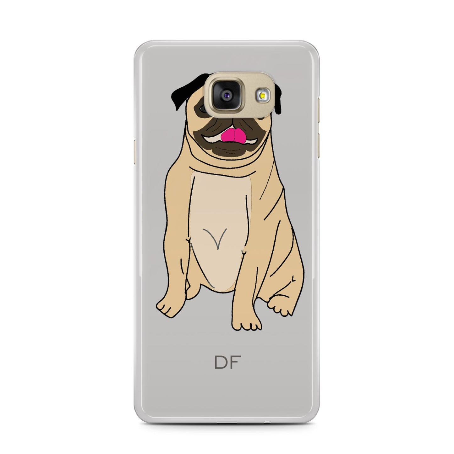 Personalised Initials Pug Samsung Galaxy A7 2016 Case on gold phone
