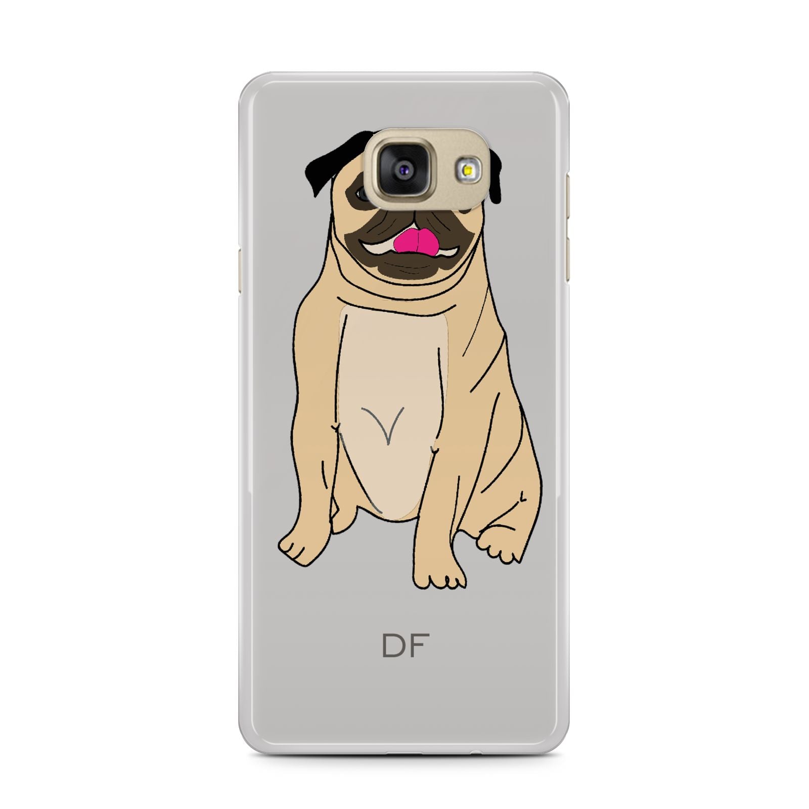 Personalised Initials Pug Samsung Galaxy A7 2016 Case on gold phone