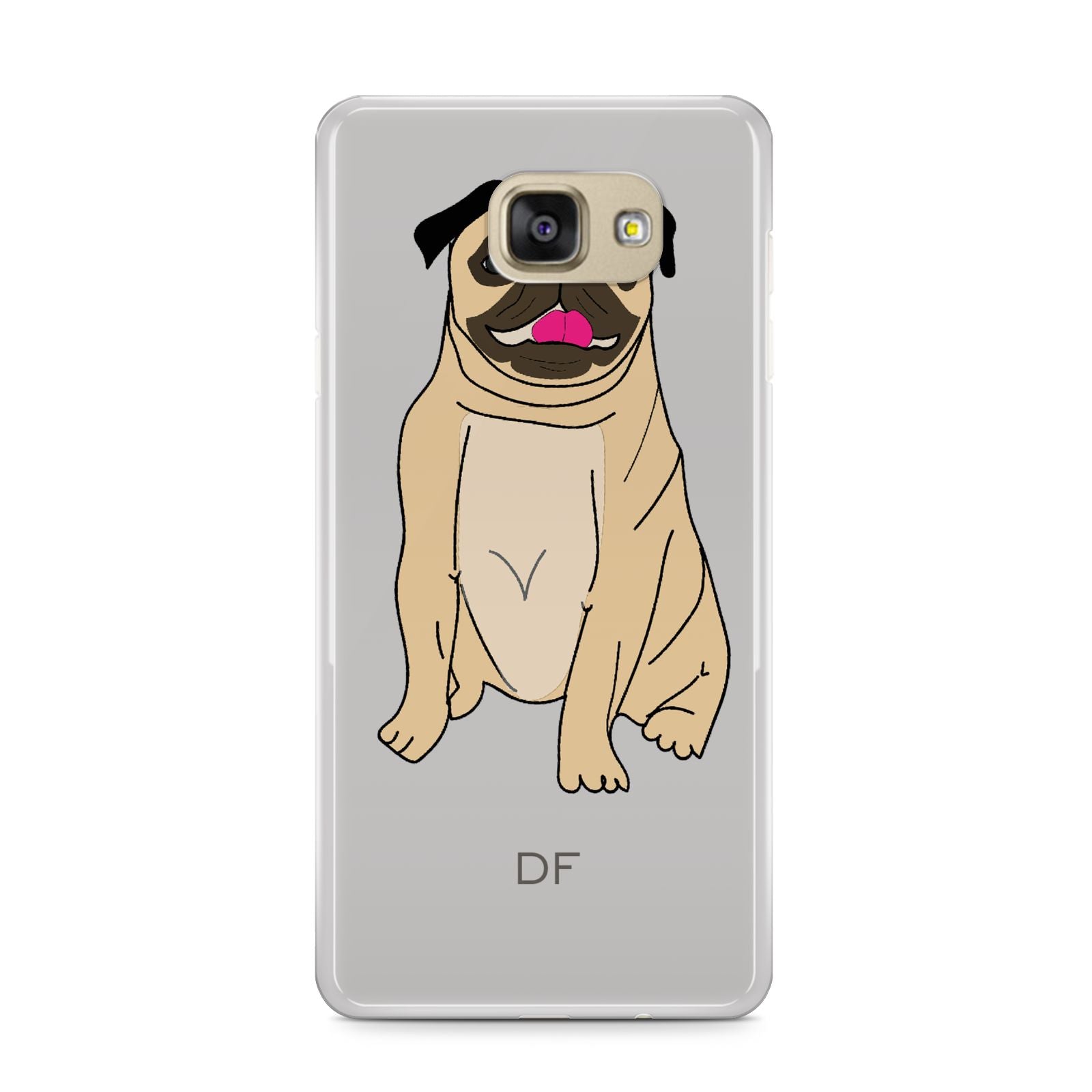 Personalised Initials Pug Samsung Galaxy A9 2016 Case on gold phone