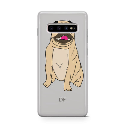 Personalised Initials Pug Samsung Galaxy S10 Case