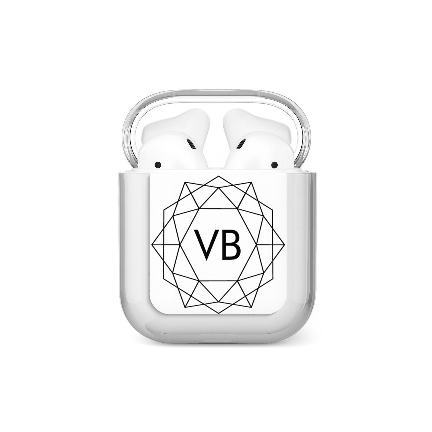 Personalised Initials White Geometric AirPods Case