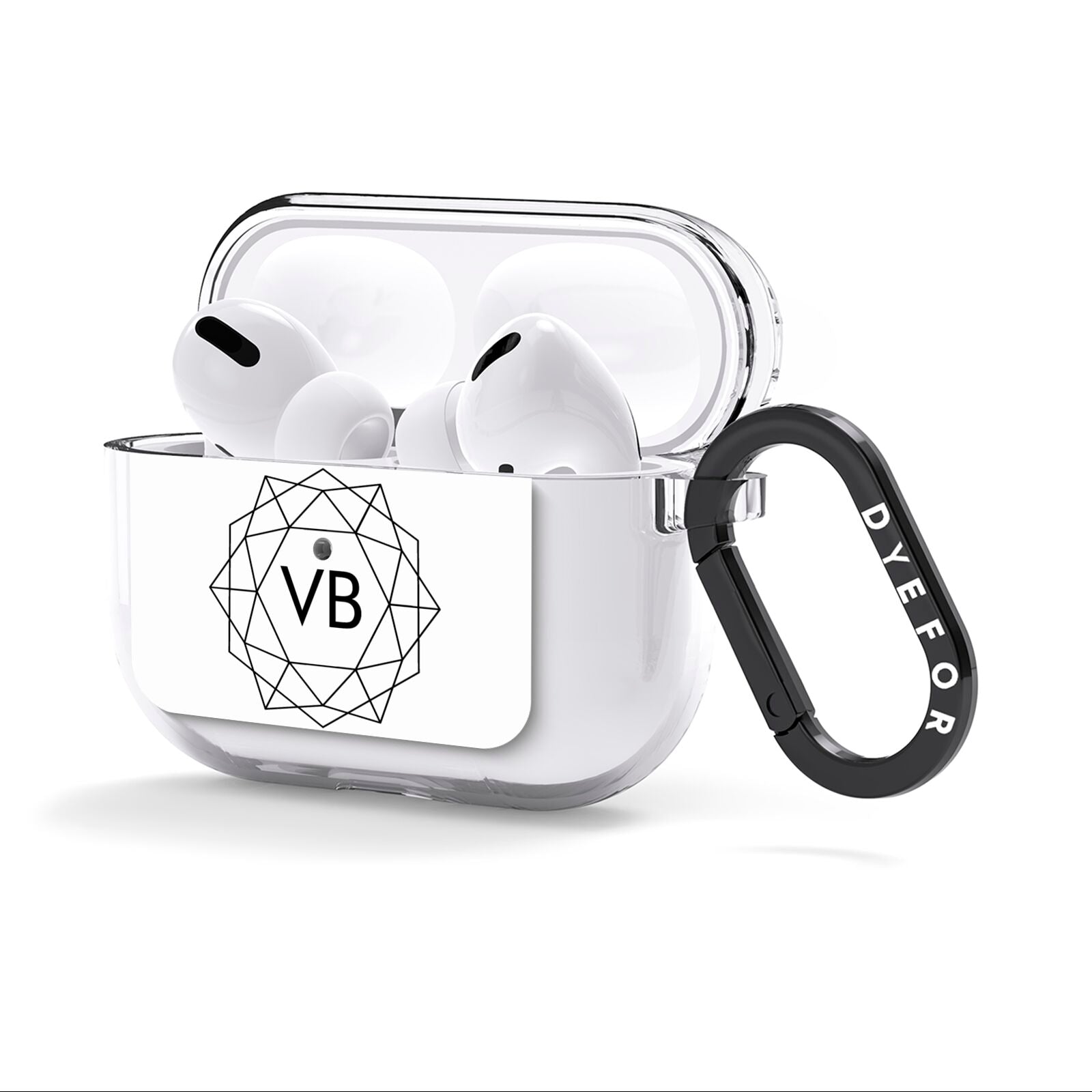 Personalised Initials White Geometric AirPods Clear Case 3rd Gen Side Image