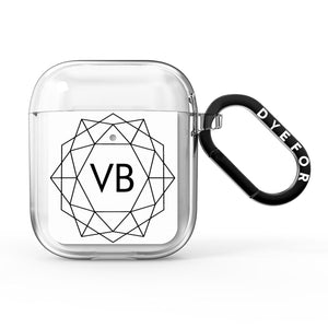 Personalised Initials White & Geometric AirPods Case