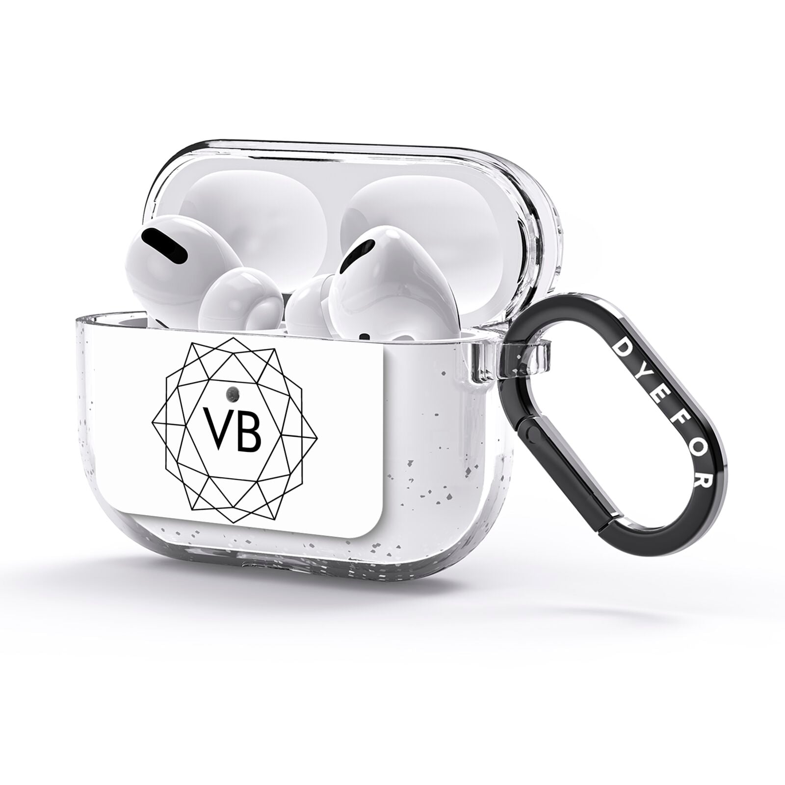 Personalised Initials White Geometric AirPods Glitter Case 3rd Gen Side Image
