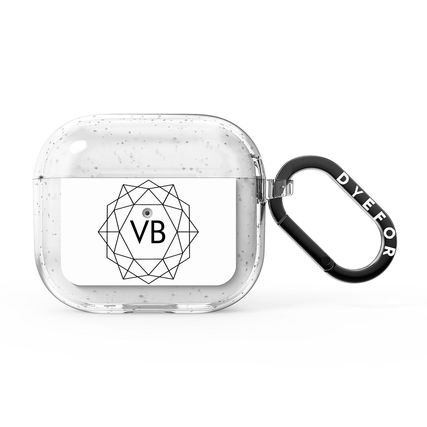 Personalised Initials White Geometric AirPods Glitter Case 3rd Gen