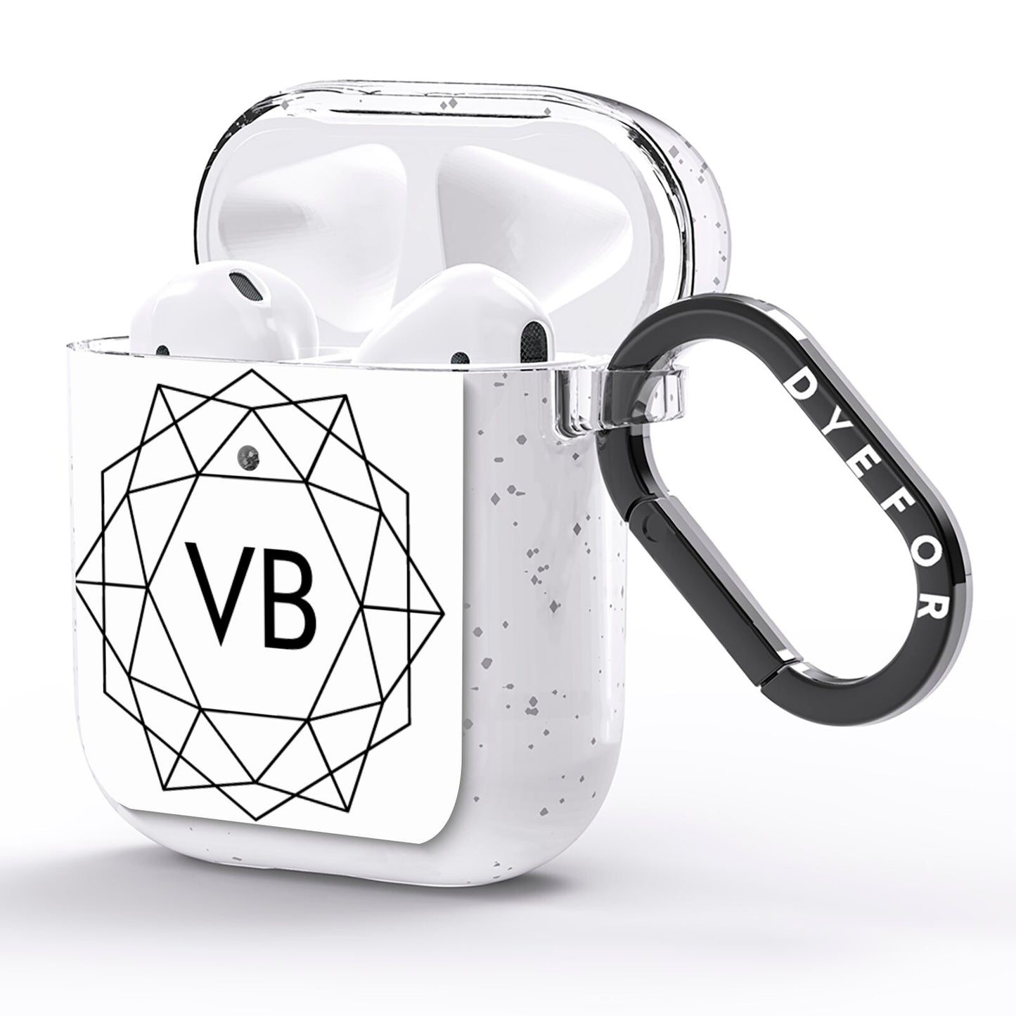 Personalised Initials White Geometric AirPods Glitter Case Side Image