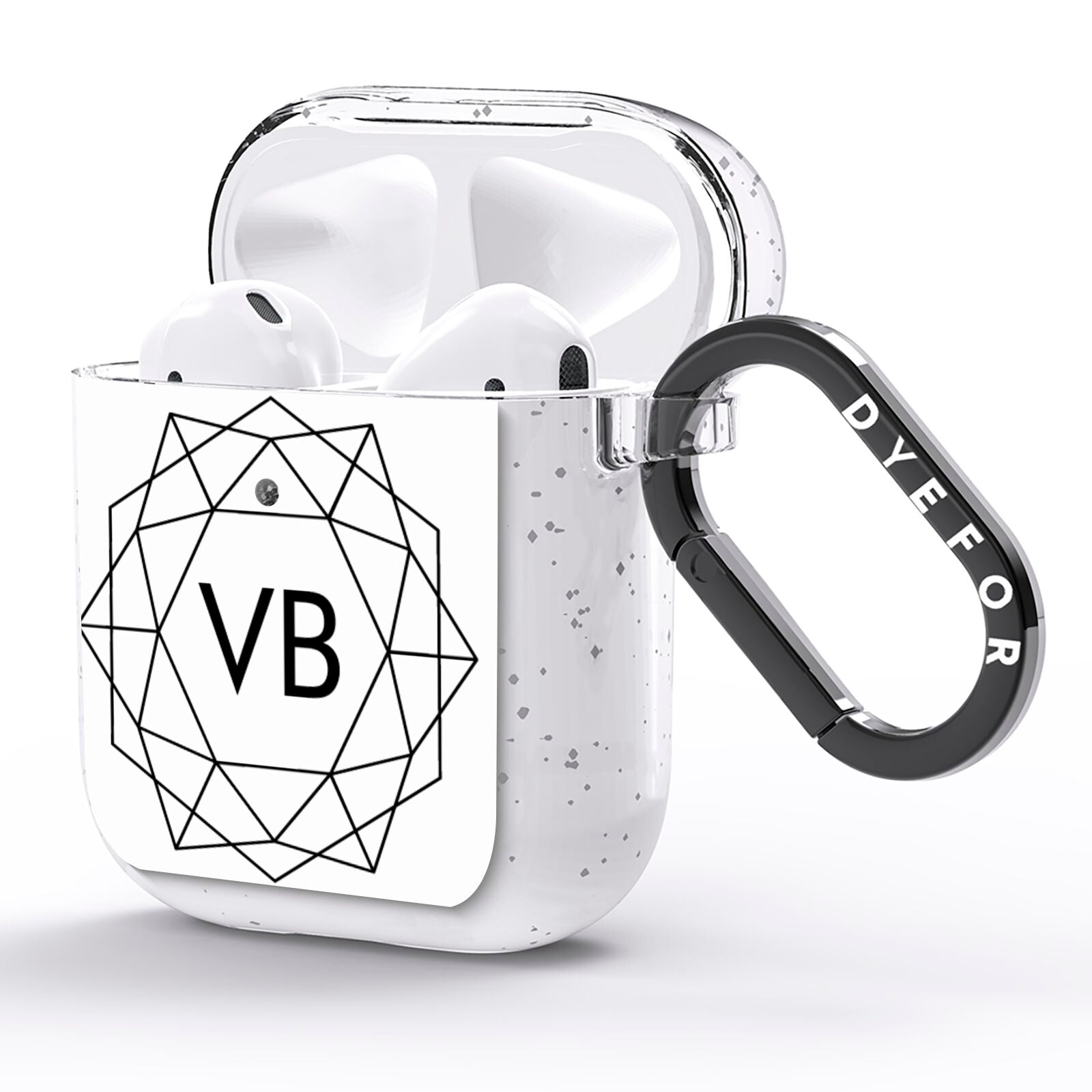 Personalised Initials White Geometric AirPods Glitter Case Side Image