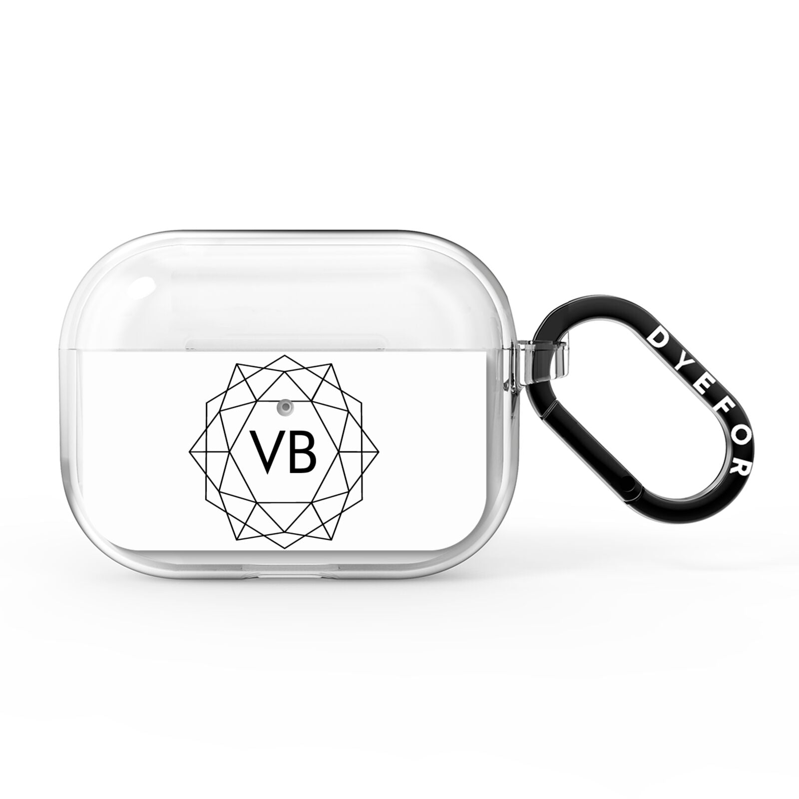 Personalised Initials White Geometric AirPods Pro Clear Case