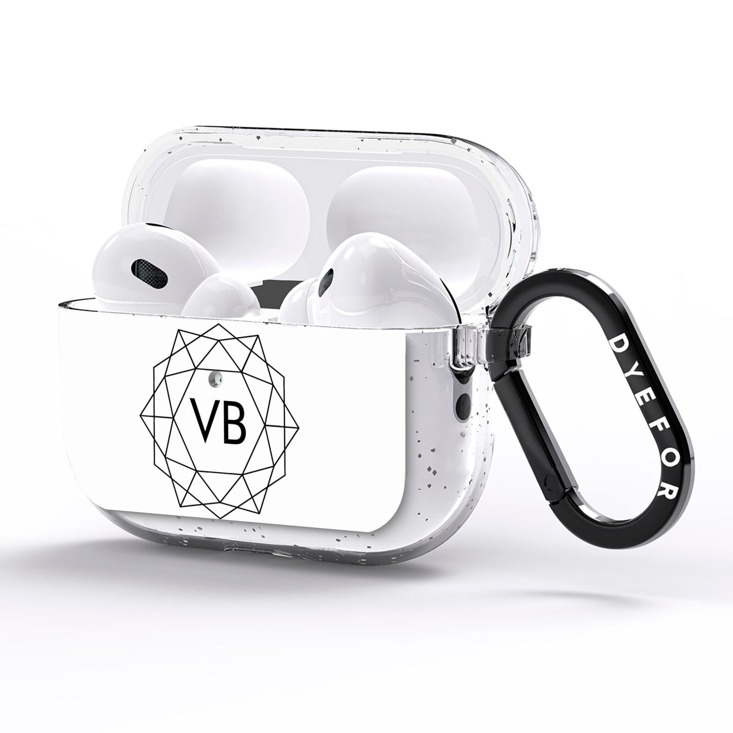 Personalised Initials White Geometric AirPods Pro Glitter Case Side Image