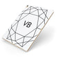 Personalised Initials White Geometric Apple iPad Case on Gold iPad Side View