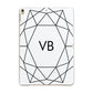 Personalised Initials White Geometric Apple iPad Gold Case