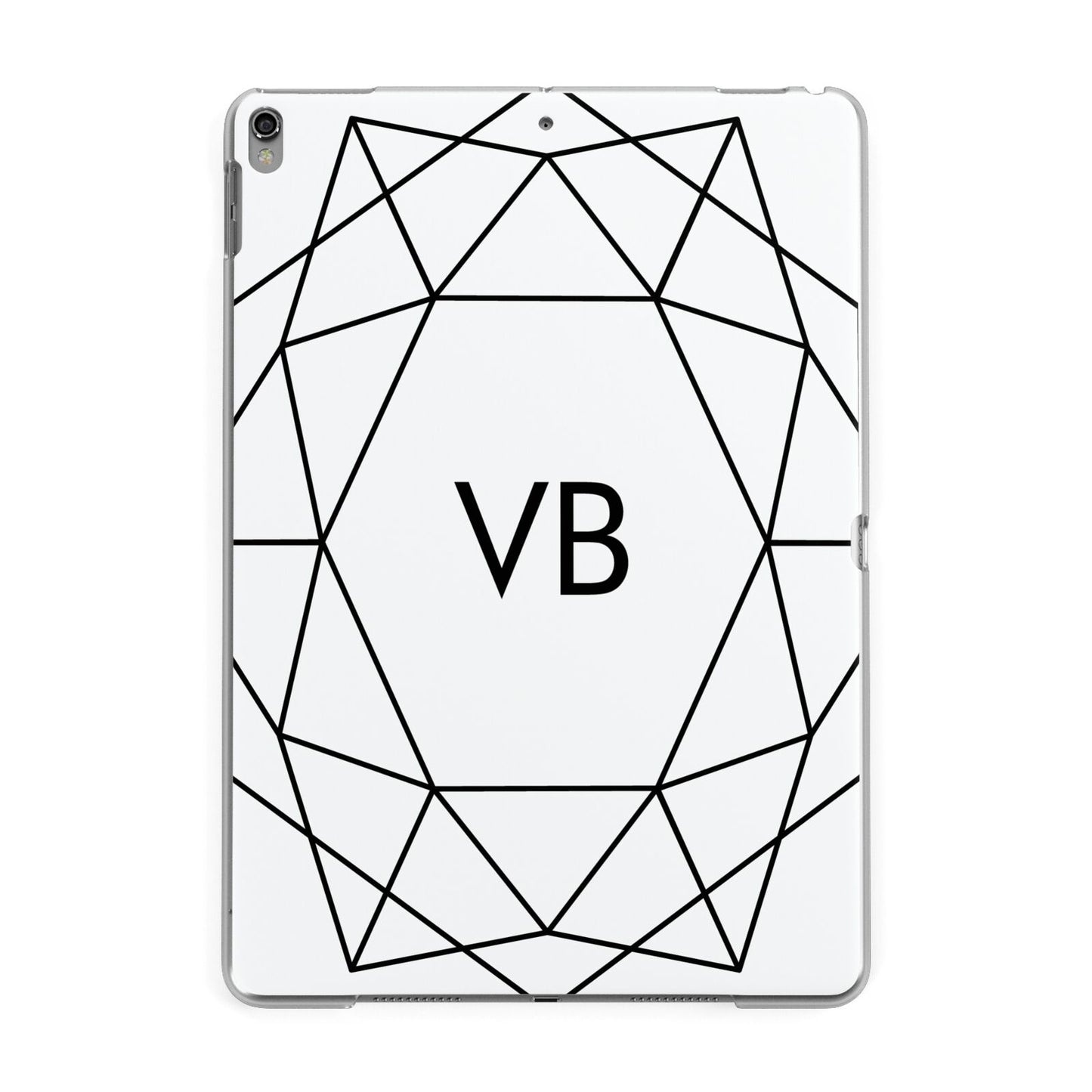 Personalised Initials White Geometric Apple iPad Grey Case