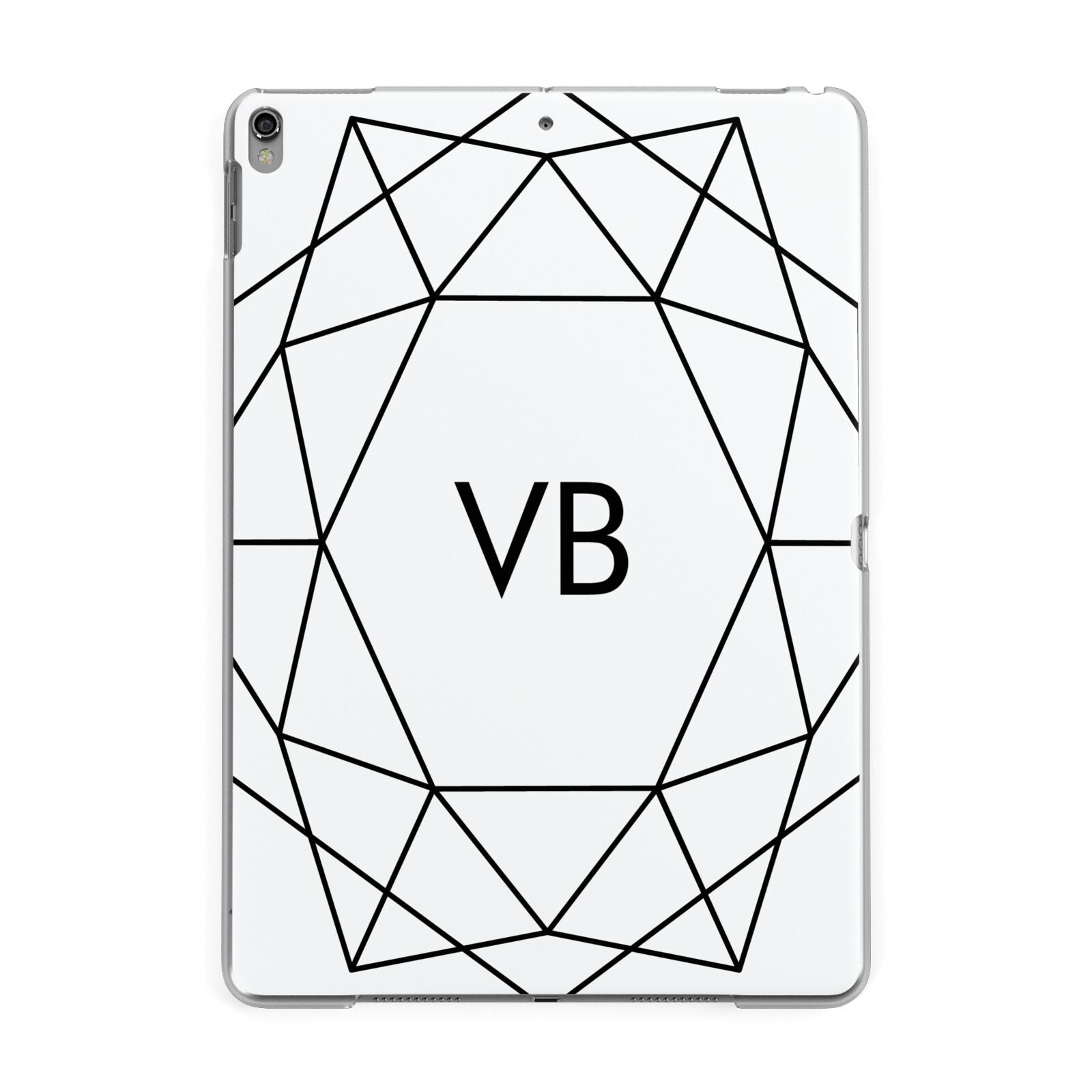 Personalised Initials White Geometric Apple iPad Grey Case