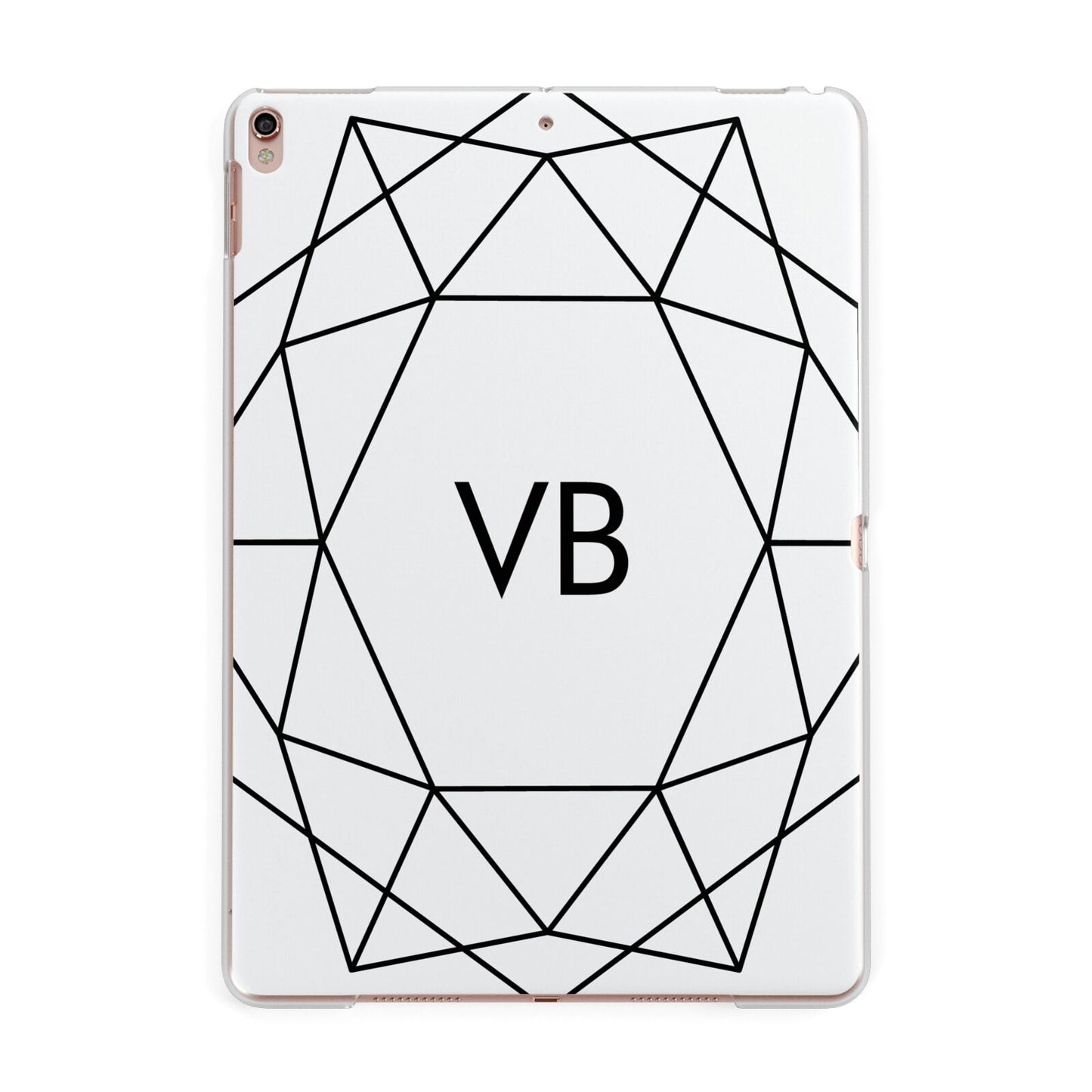 Personalised Initials White Geometric Apple iPad Rose Gold Case