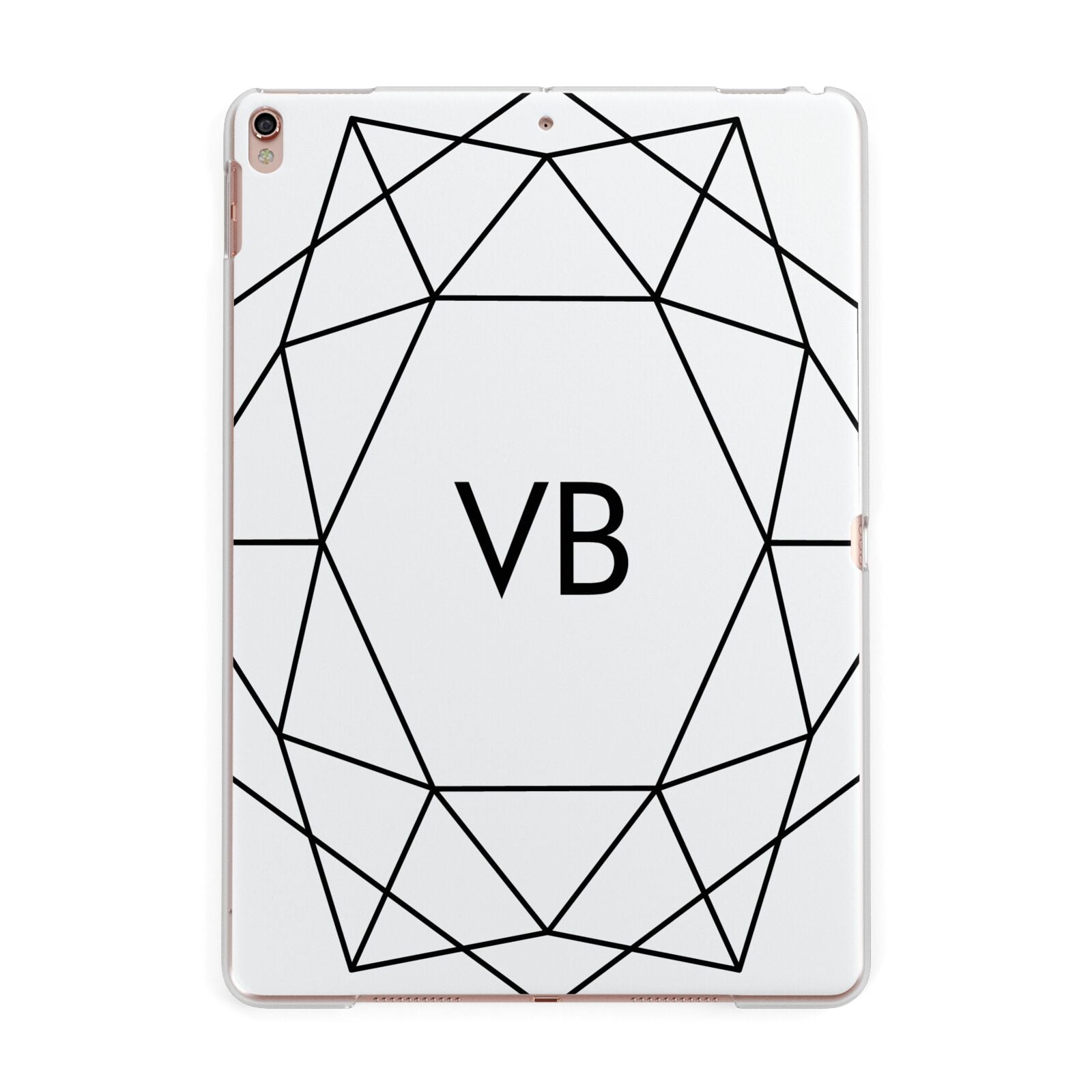 Personalised Initials White Geometric Apple iPad Rose Gold Case
