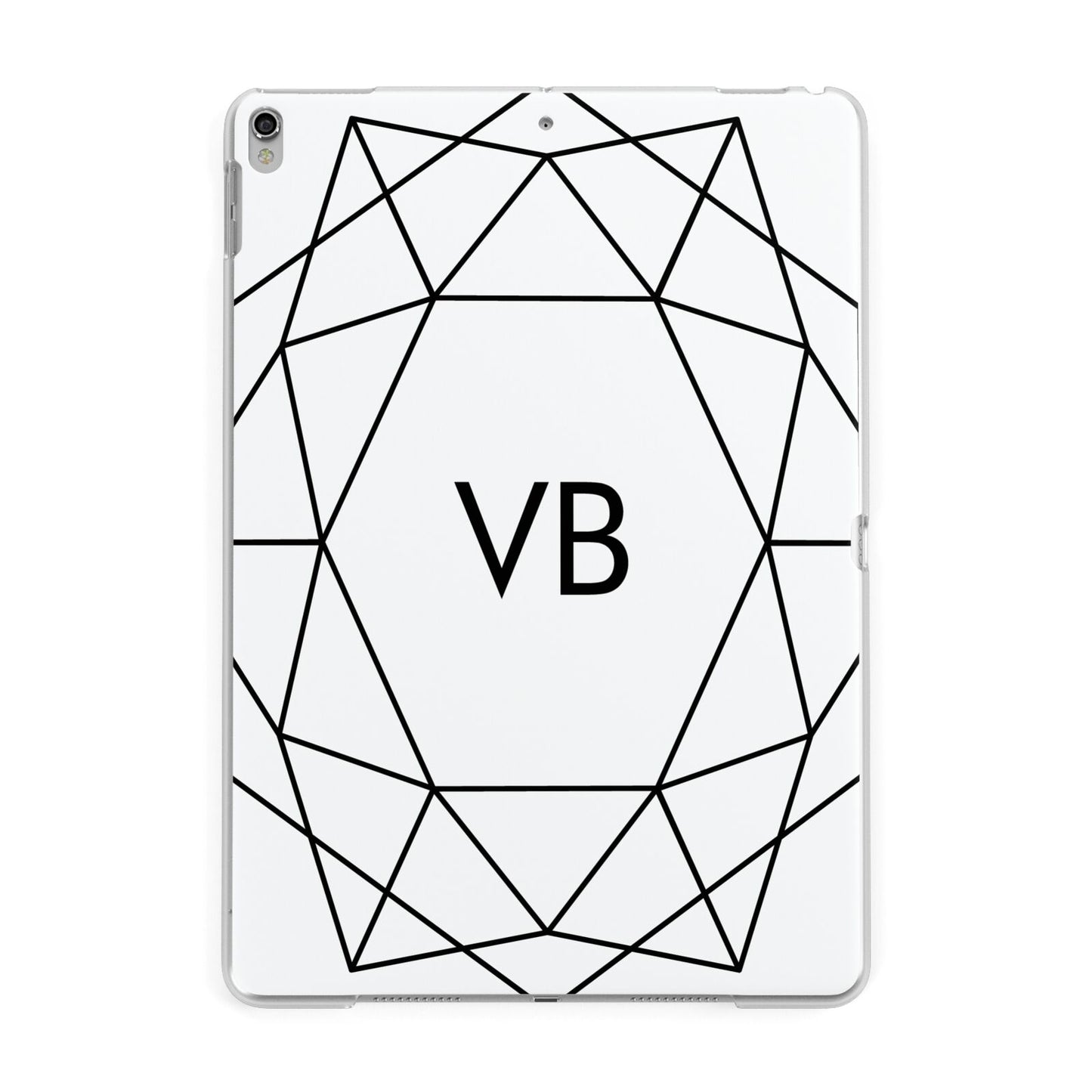 Personalised Initials White Geometric Apple iPad Silver Case