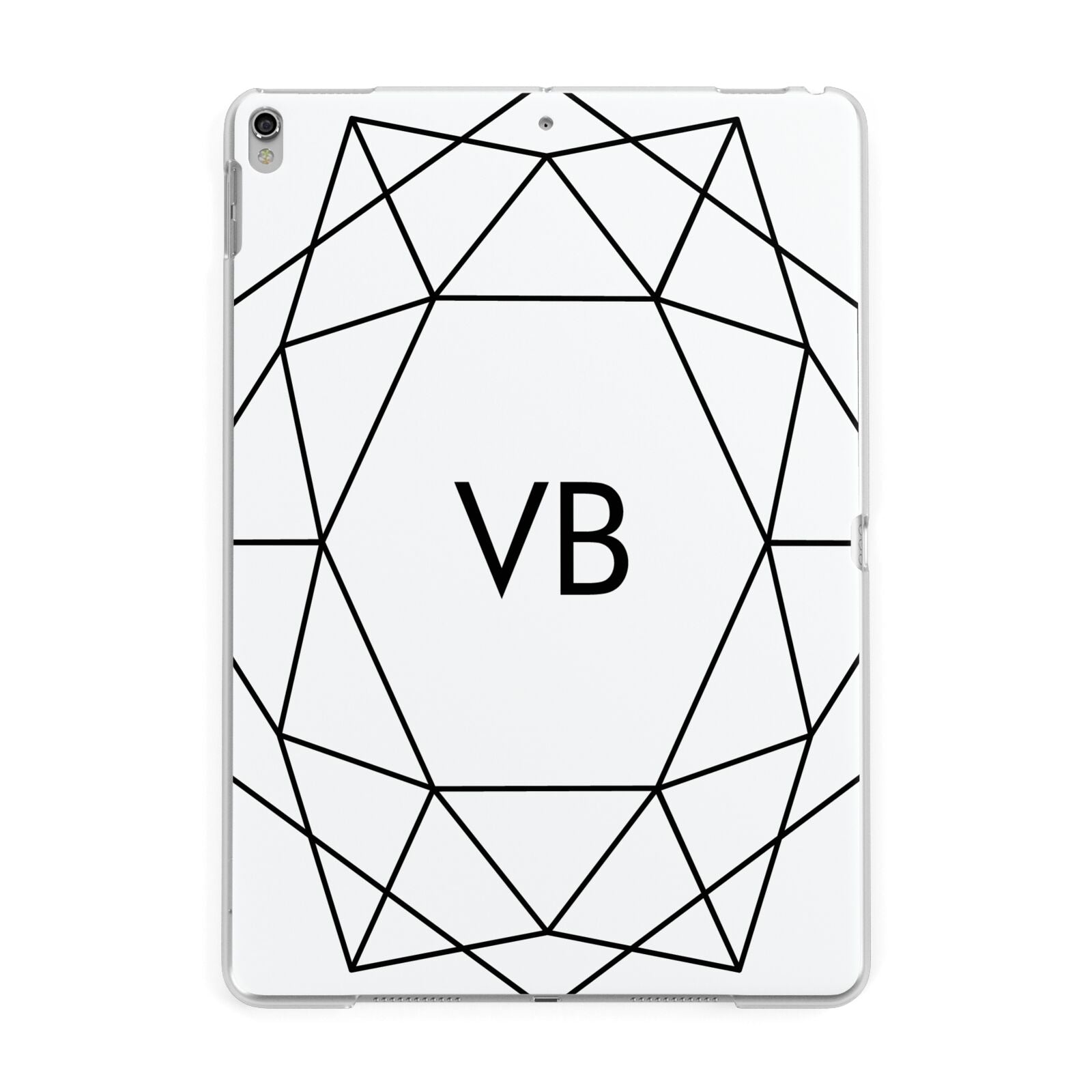 Personalised Initials White Geometric Apple iPad Silver Case