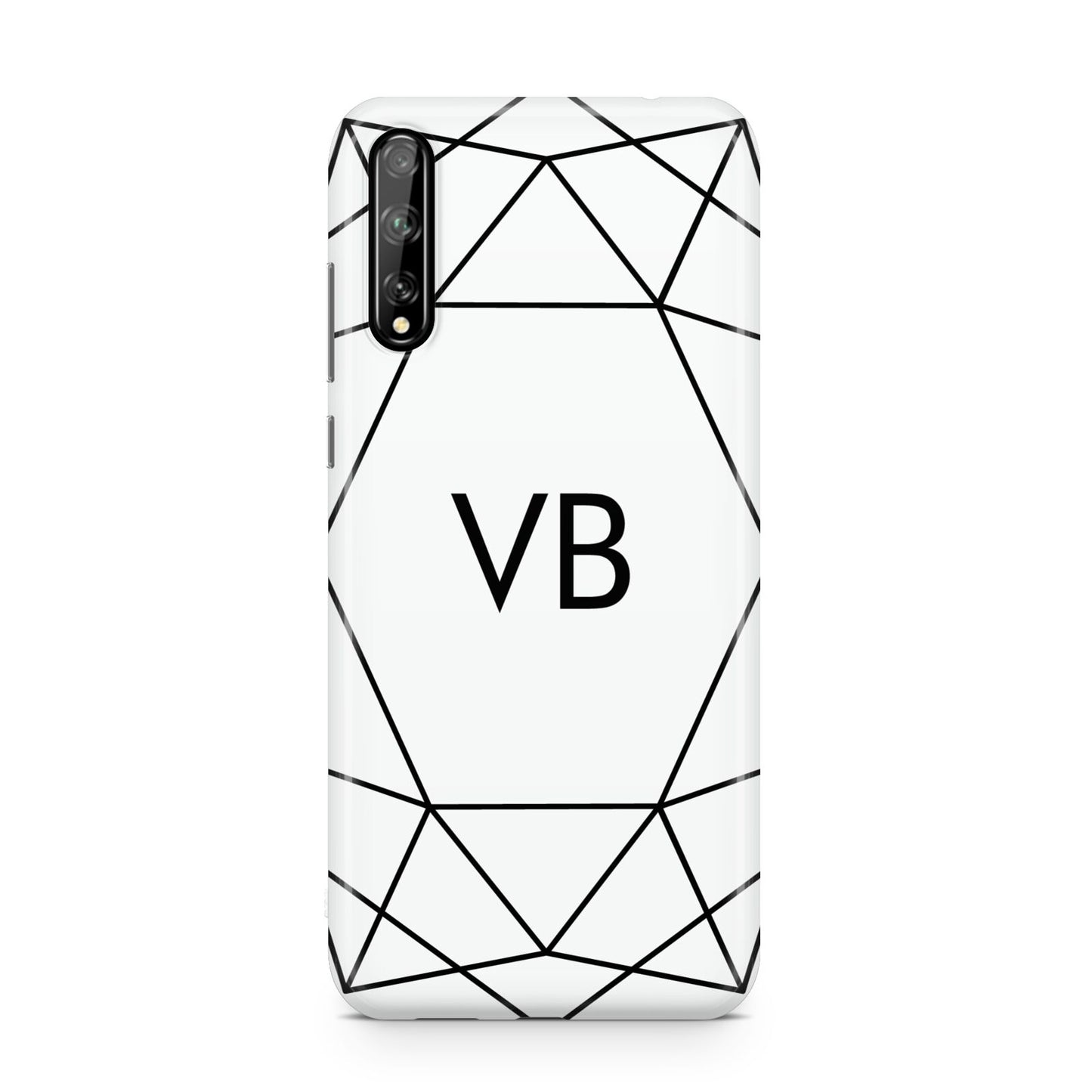 Personalised Initials White Geometric Huawei Enjoy 10s Phone Case