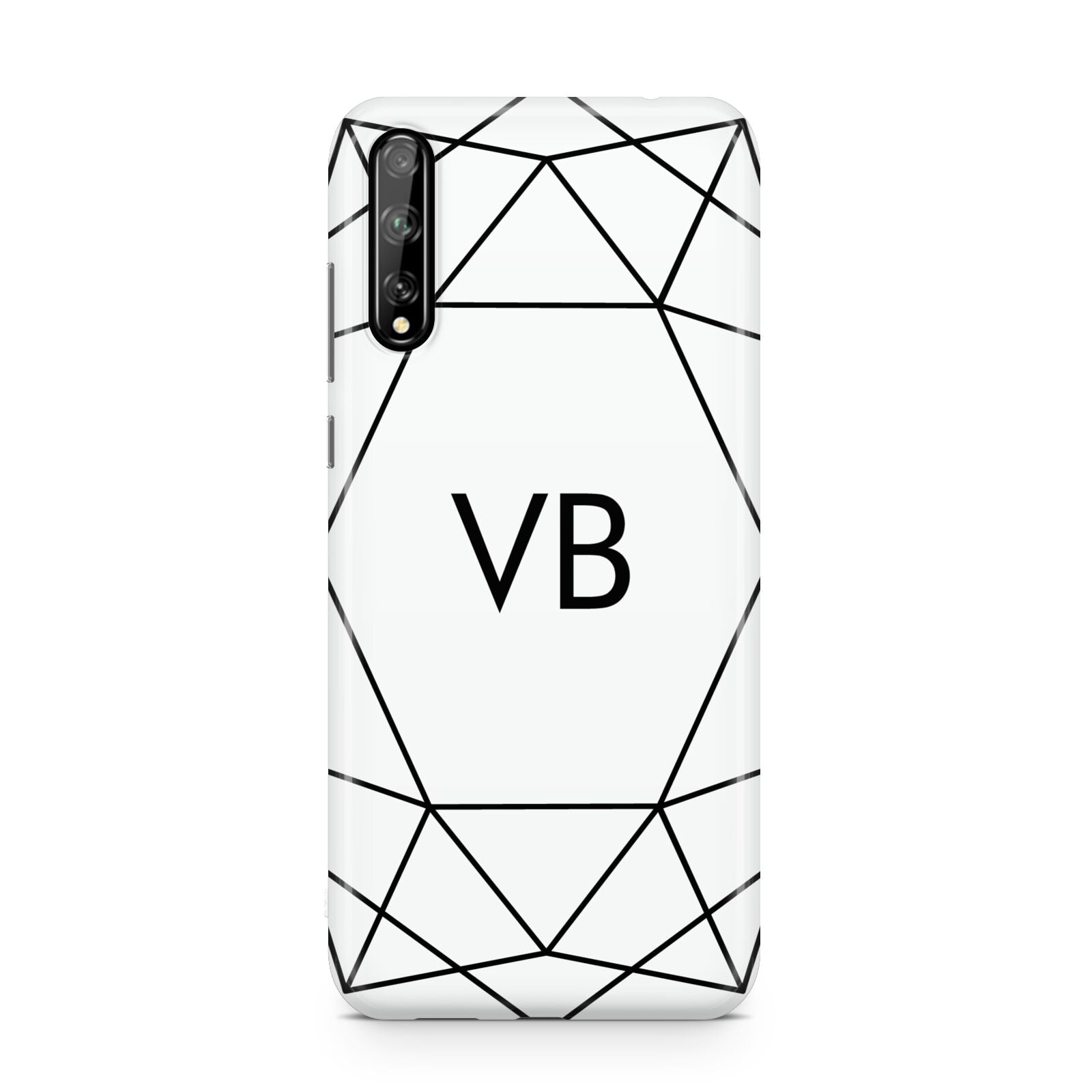 Personalised Initials White Geometric Huawei Enjoy 10s Phone Case